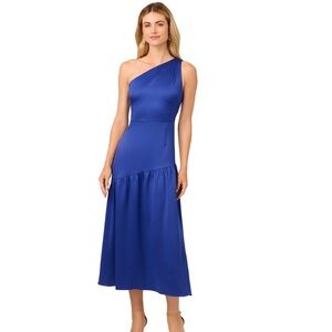 Adrianna Papell Royal Blue One-Shoulder Dress
